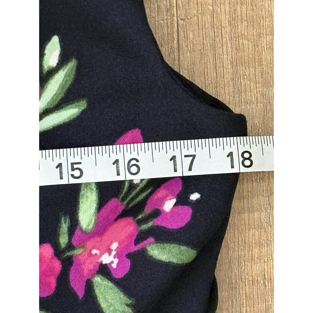 Vince Camuto Navy Blue Floral Sheath Dress Cap Sleeve Size 8 Stretch Tropical - Picture 13 of 14